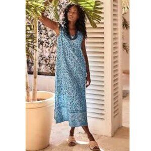 Pure Jill J. Jill Waist-Seamed Maxi Dress Size L NWT Blue Green